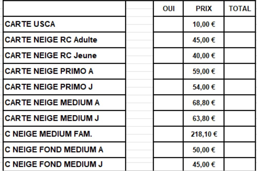 Inscriptions au ski alpin